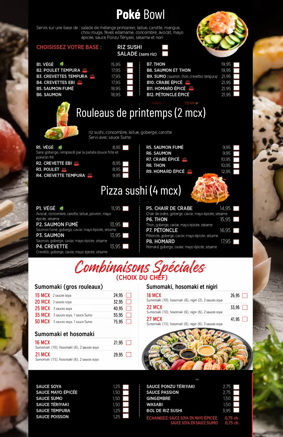 Menu de sushis Mitosumo — cinquième page